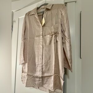 Dress Forum Satin Shirt in Beige